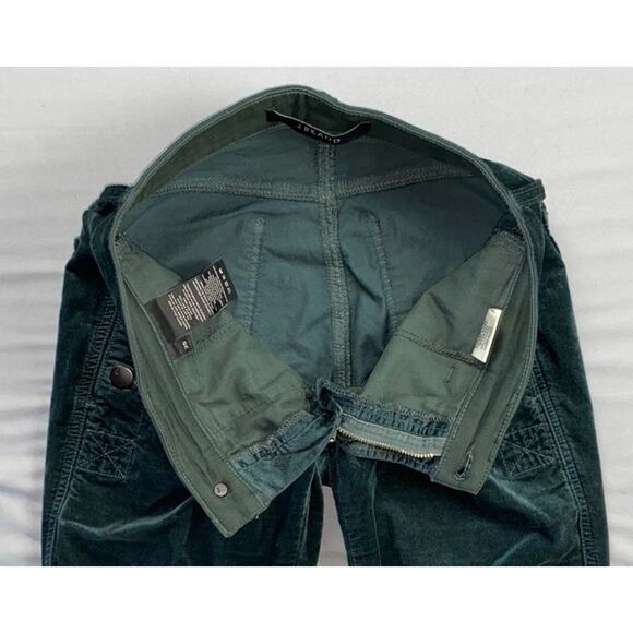 J Brand Zion Mid Rise Skinny Button Pocket Velvet Felt Velour Pants. Green, 25. - Picture 7 of 9